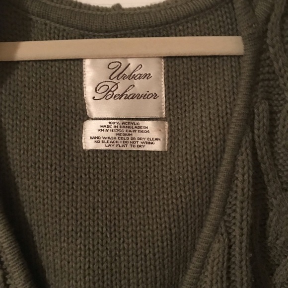 Olive Sweater Vest Tie Waist - Picture 3 of 5